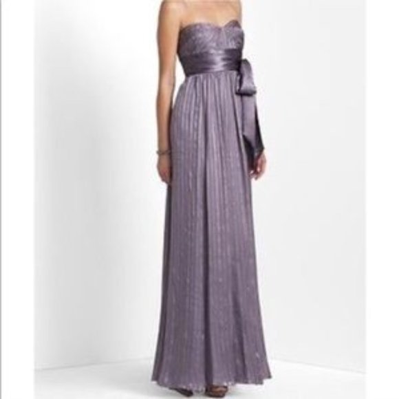 BCBG strapless purple stripe gown with bow - Picture 1 of 5